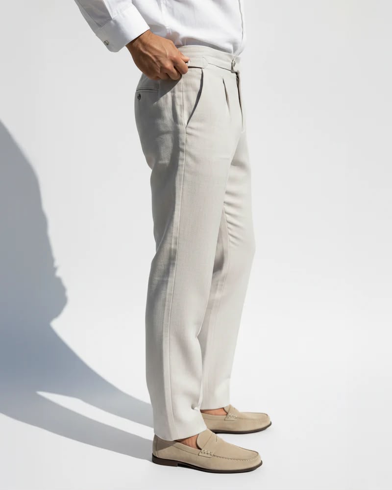 Pantalones de sastrería de lino italiano