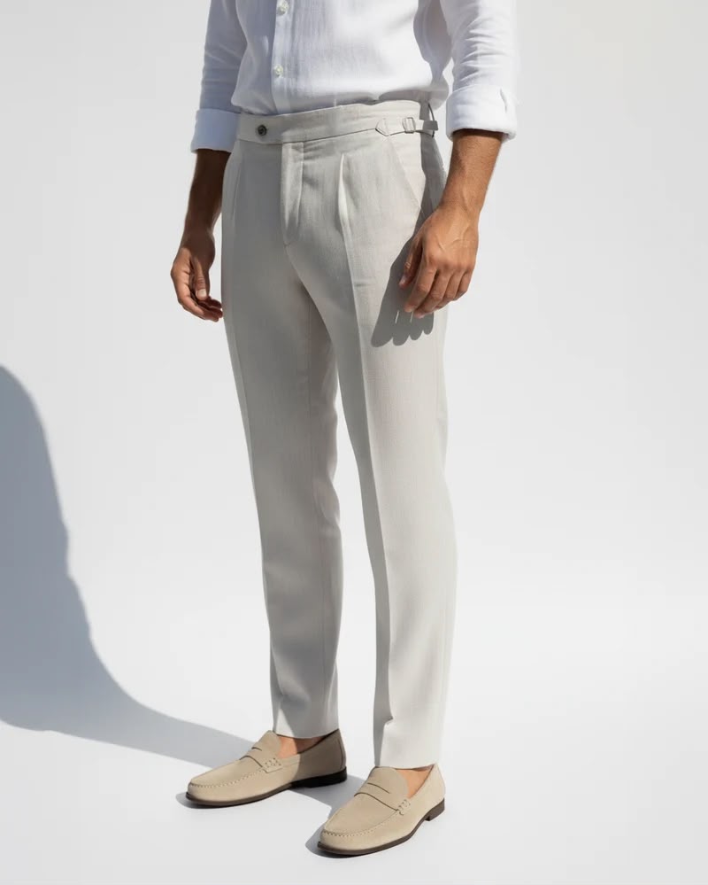 Pantalones de sastrería de lino italiano